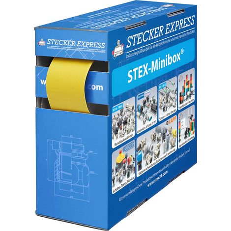 STEX24 Schrumpfschlauch 2:1, Minibox mit 2,8m, gelb 25,4/12,7mm, 1 Zoll, WSB2 Schrumpftemperatur mind. 70°C, vollständig bei mind. 100°C - 1 Stück (1/2)