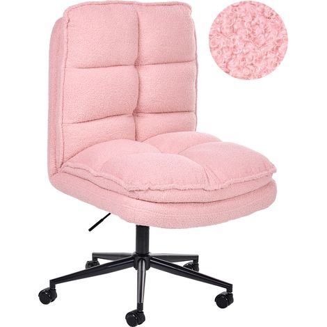 Silla de oficina asiento inclinable acolchado grueso bouclé borreguito rosa Addison (1/5)