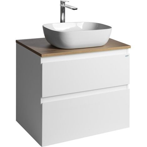 Aqualine Altair - Meuble pour lavabo 60x67x45 cm, 2 tiroirs, blanc/chêne emporio AI270-02