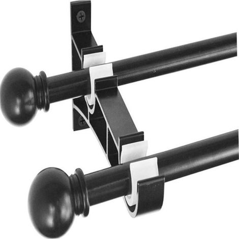 Support Tringle À Rideau - Aluminium Réglable 23-33 Mm - Noir - 20 3 X 9 X 1 8 Cm - 4 Pièces (1/4)