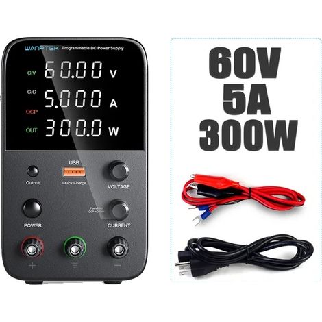 Alimentation électrique DC, sortie réglable, affichage convivial, 4 chiffres 60V 5A