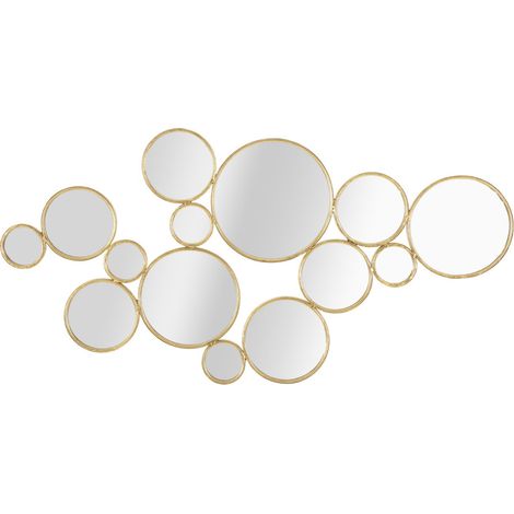 Décoration Murale en Métal "Miroirs Ronds" 100cm Or