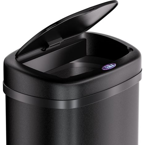 Pattumiera con sensore in acciaio inox nero 50L