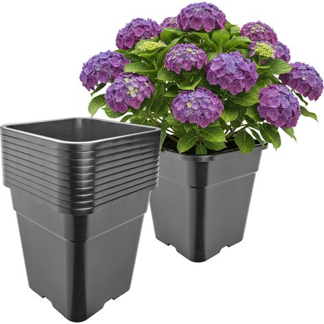 Garronda Pflanztopf Kunststoff hoch 30,5 x 30,5 x 31 cm (18L) 10er Set eckig mit Drainagelöchern Blumentopf PP Pflanzgefäß für Garten Gewächshaus Balkon Anzucht Innen Außenbereich Schwarz GD-0201