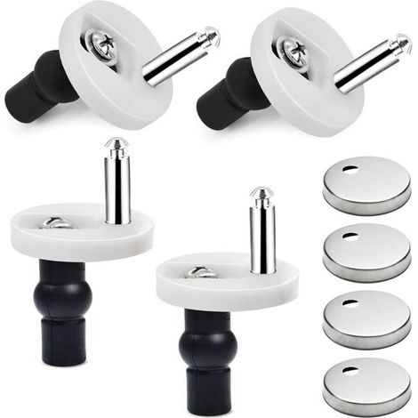 4 Pièces Abattant WC de Toilettes à Charnière Fixations Abattant de Toilettes Remplacement Fixation pour Siège de WC Charnières pour Abattant de WC Fixations de Siège de Toilette Acier Inoxydable (1/5)