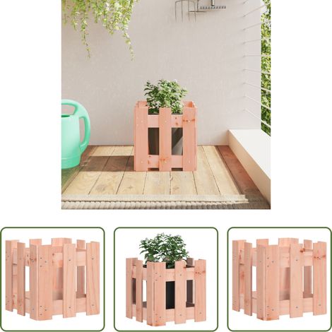 Holz -  Pflanzkübel Lattenzaun-Design 30x30x30 cm Massivholz Douglasie