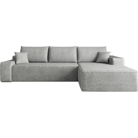 ELVMI Canapé d'angle avec Assise Profonde en Mousse Élastique, pour Salon et Appartement, en Tissu Gris (1/5)