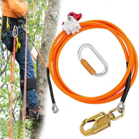 Crea Corde d'escalade en nylon 12mm Longueur 3m Mousqueton triple verrouillage Résistance à l'abrasion pour grimpeurs professionnels - 12mm3m