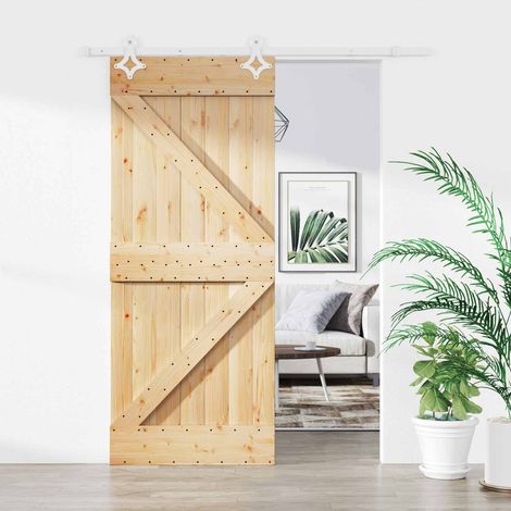 vidaXL Porta scorrevole Naturale e Bianco 85 x 210 cm
