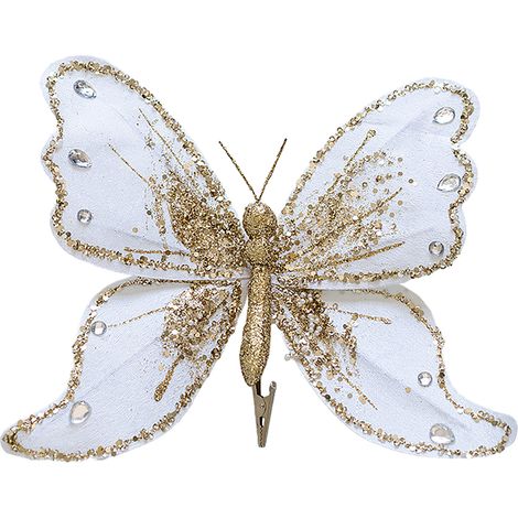 Weihnachtsbaum-Clip-Dekoration, Weihnachtsbaumschmuck für künstliche Weihnachtsbäume, Kränze, Girlanden, Dekoration, Weiß (1/2)