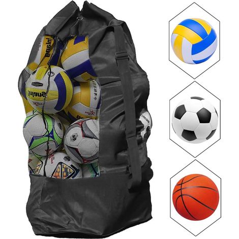 Sac à ballons en filet avec cordon de serrage ajustable, imperméable, idéal pour les entraîneurs de football, de basketball et de volleyball. Convient également aux sports de plein air et nautiques. (1/5)