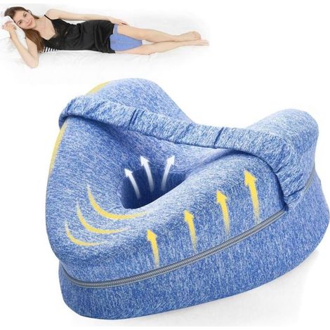 Coussin de Jambe, Genouillère Ergonomique pour Dormir, Genouillère en Mousse à mémoire de Forme avec Sangle pour dormeur latéral, Coussin de Soutien de Jambe avec Housse Amovible (1/5)