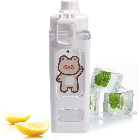 700ml Bouteille d'eau avec Paille,Gourde Sport Mignonne avec Autocollant,Bouteille d'eau Kawaii Étanche,Grande Capacité Réutilisable Bouteille de Boisson pour Extérieur Sports Enfants Filles Garçons