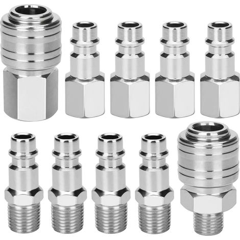 10x Euro Druckluftkupplung 1/4" BSP Schnellkupplung Kompressor (1/5)