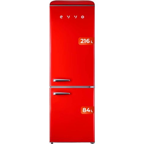 EVVO Réfrigérateur combiné, finition rétro, réfrigérateur 216 L, congélateur 84 L, design vintage, tiroir Crisper Zone (1/4)