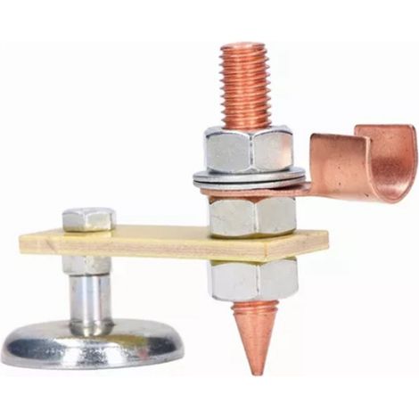 Strumento per morsetto a terra di supporto per materiale isolante per saldatura magnetica a testa singola
