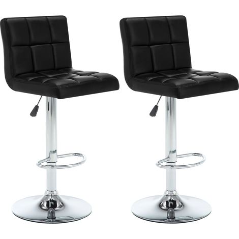 Set di 2 sgabelli da bar seggioloni cuciture quadrate in PVC nero e acciaio DEC029811