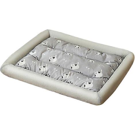 1. Kühlendes Kissen für Welpen, graues Cartoon-Bett für kleine Hunde, kühlende Matratze für Kätzchen Größe S, Ruhematte für Haustiere.