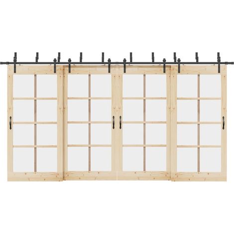 Schiebetürbeschlag-Set 427 cm Stahl Schwarz
