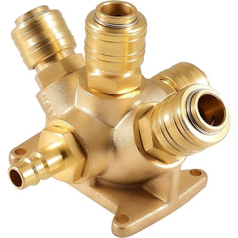 Wall Mounted Compressed Air Distributor with 1 x 1/2" Male Connector and 4 x 1/2" Connection Boxes, Compressed Air Connector NW 7.2, Quick Couplings for Wall Mounting (1/5)