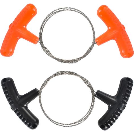 Lot de 2 scies à fil dentelées en acier inoxydable - Scie à fil métallique - Scie à fil de survie pour extérieur - Scie à fil pour bois avec poignée - 70 cm (1/5)