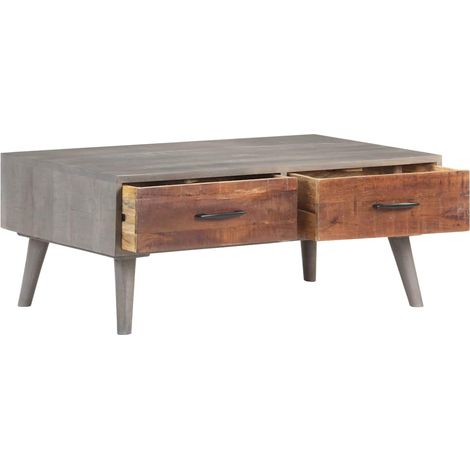 Maison Exclusive - Couchtisch Grau 100x60x40 cm Raues Mango-Massi (1/5)