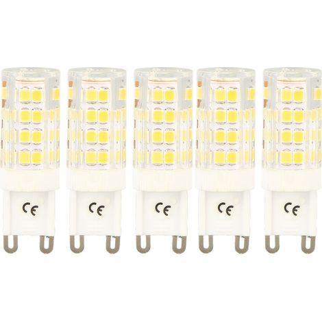 Lot de 5 ampoules LED G9 dimmables, blanc froid 6000K, 450LM, angle 360°, 100‑130V pour lampes de table, murales et suspension (1/5)