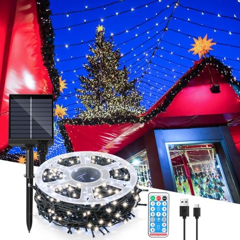 SWANEW Guirlanda Solare LED Ghirlanda Luminosa Tenda LED Party Giardino Interno Esterno Decorazione Illuminazione Natalizia 100M 1000LEDs Bianco Freddo (1/5)