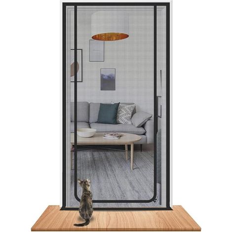 Tenda con cerniera repellente per gatti - Tessuto a rete resistente, impedisce efficacemente l'ingresso di gatti e parassiti, facile da installare, nera. (1/5)