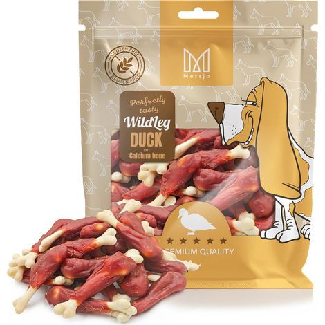 Pierna de piedra caliza con pato, golosina natural para perros, Mersjo, WildLeg, 500 g