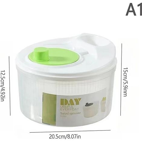 Essoreuse à Salade et Légumes avec Manivelle, Bol Transparent (1/4)