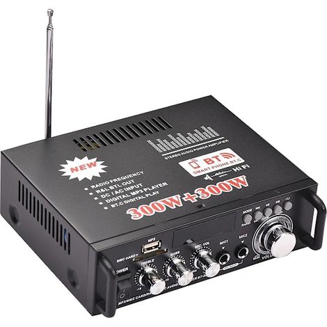 Amplificateur audio miniature BT-298a 2 canaux 300 W + 300 W pour voiture et maison, récepteur audio numérique Bluetooth, carte SD (1/5)
