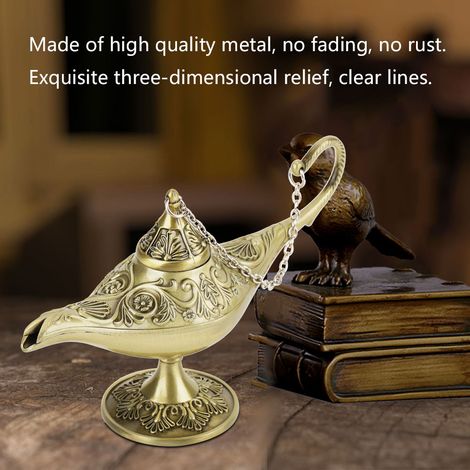 Rare lampe d'Aladin vintage légendaire et colorée, pot à vœux de collection (bronze). (1/4)