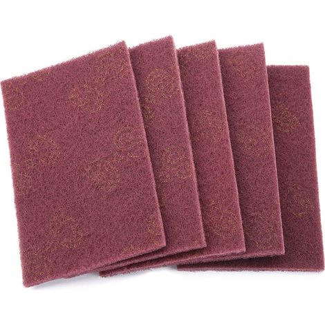 Confezione da 5 spugnette abrasive – quadrate in nylon – sottili, rosse – professionali, industriali