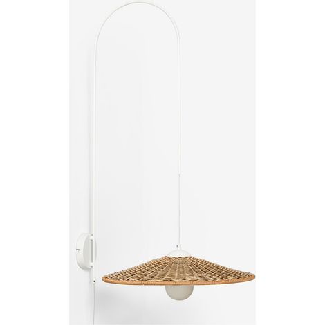 SKLUM Sopant Wandleuchte aus Eisen und Kunstrattan Weiss ↑100 cm                                 