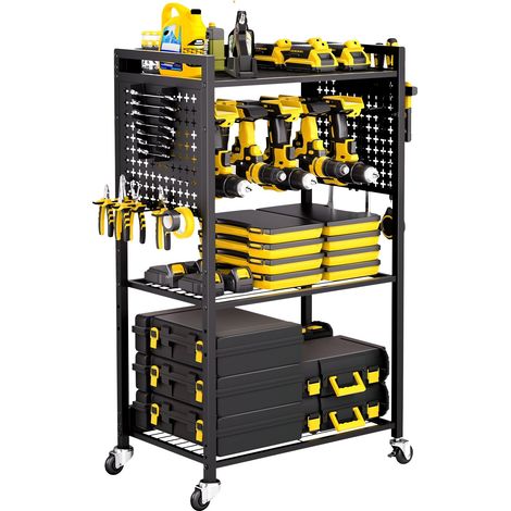 Carrello organizer Vevor a 4 ripiani, capacità di carico 68 kg, supporto per trapano mobile e ripiano portaoggetti stabile, carrello portaoggetti (1/2)