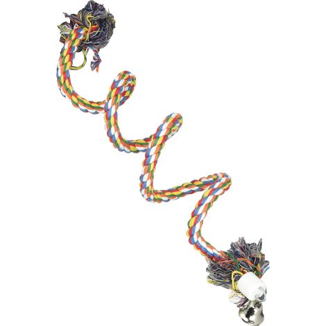 Croci Gioco Uccelli Spirale Corda L 120X2Cm, Gioco in Corda, Posatoio, con Campana, Altezza Regolabile - L