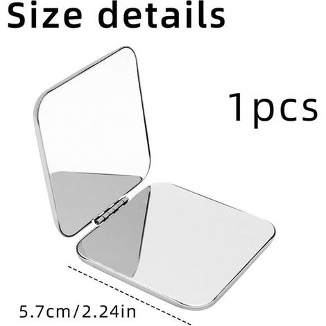 Specchio tascabile, specchio pieghevole in acciaio inossidabile, specchio piccolo bifacciale, pieghevole, specchio da viaggio, specchio compatto, specchio a mano (1/4)