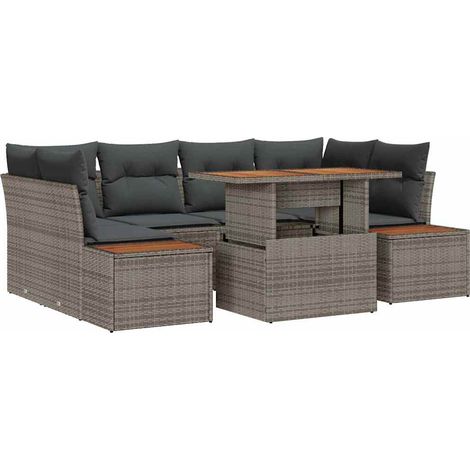 Maison Exclusive - Garten Essgruppe mit Kissen 9 pcs Grau und Bra