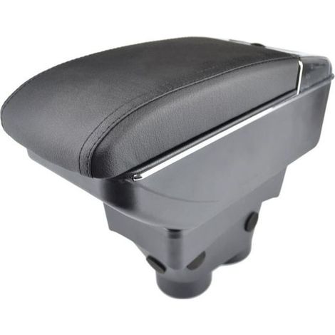 Accoudoir De Console Centrale En Cuir Noir avec double couches Spécifique pour Peugeot 208 2013-2018(avec des coutures noires) (1/3)