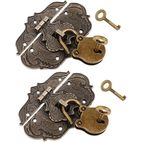 2 ensembles Lot de Serrures Décoratives Vintage Alliage avec Mini Cadenas Ours et Loquet pour Boîte à Bijoux Coffret Main (1/5)