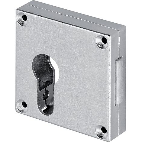 Serrure à cylindre européen zamak grainé 60x60mm axe 40mm avec gâche. vis de cylindre et pièce clé prisonnière - Madame - DEVISMES