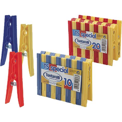 Mollette per Bucato Colori Assortiti Tontarelli 10 Pezzi