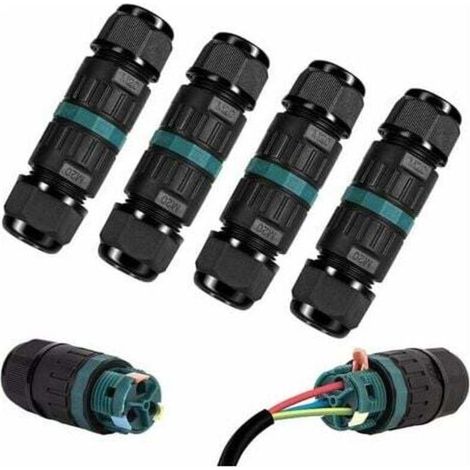 Boîte de jonction étanche IP68 - Lot de 4 connecteurs extérieurs à 2 voies. Boîte de jonction extérieure étanche adaptée aux fiches de terre de Ø9-12 mm. (1/5)