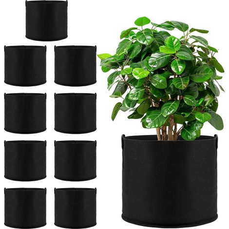 Sacs de Plantation 20L Lot de 10 - Tissu Non Tissé Respirant avec Poignées - Sac Pomme de Terre pour Tomates, Fraises, Légumes, Fleurs - 5 Gallons Réutilisable Jardin Balcon (1/5)