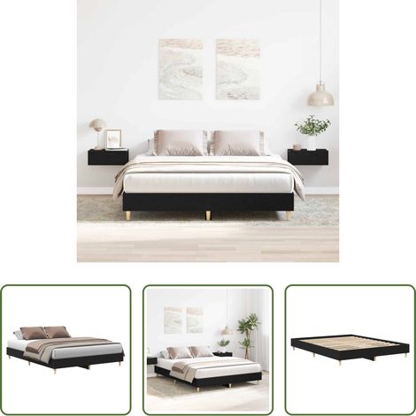 Plattformbett - Bettrahmen Schwarz Eichen-Optik 203 x 153 x 25 cm Holzwerkstoff (1/5)