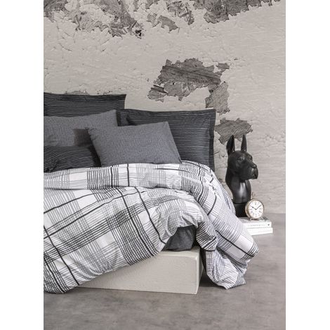 Funda nórdica, funda nórdica, ropa de cama Set 100% Algodón Antracita (1/2)