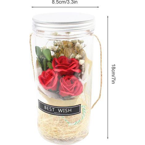 Romantische, leuchtende Wunschflasche mit ewiger Rose, konservierte Blume, die niemals verwelkt, leuchtende Glasrose mit Seife, Nachtdekoration. (1/5)