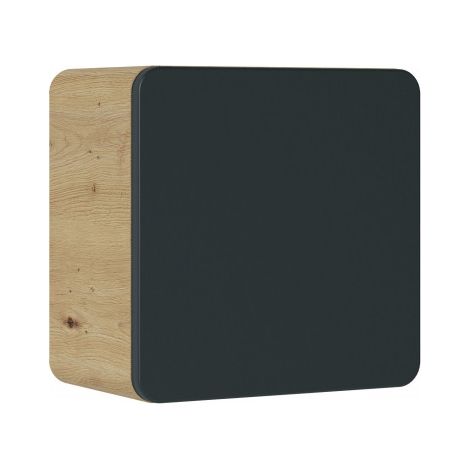 Armoire murale carrée suspendue ARUBA – Meuble de rangement moderne-Naturel/Noir (1/2)
