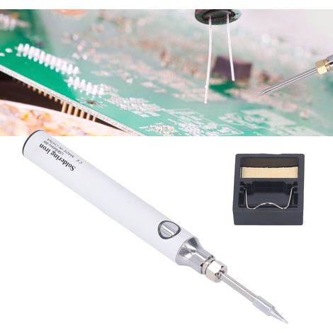 Fer à souder portable sans fil rechargeable USB, outil de réparation de fer à souder, outil de marquage à chaud, outil de décalcomanie/pyrographie plastique, blanc. (1/5)